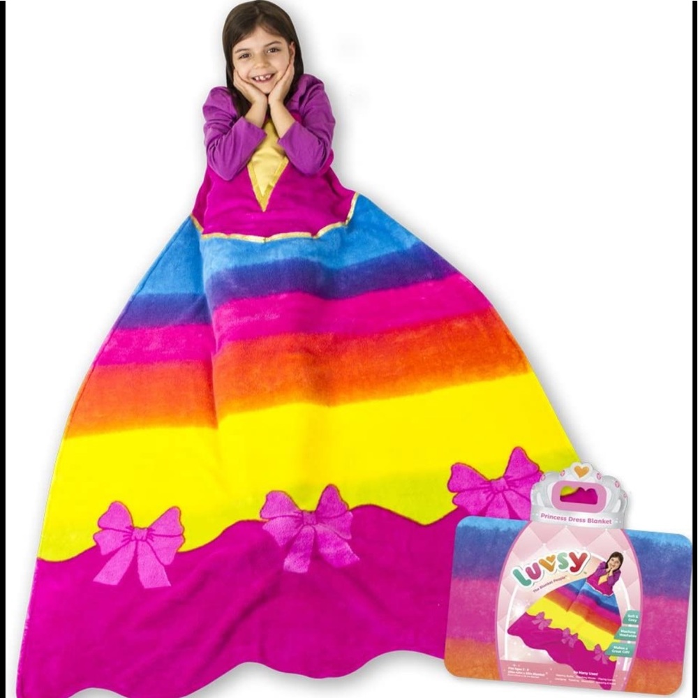 Luvsy Princess Dress Blanket. Rainbow Pattern